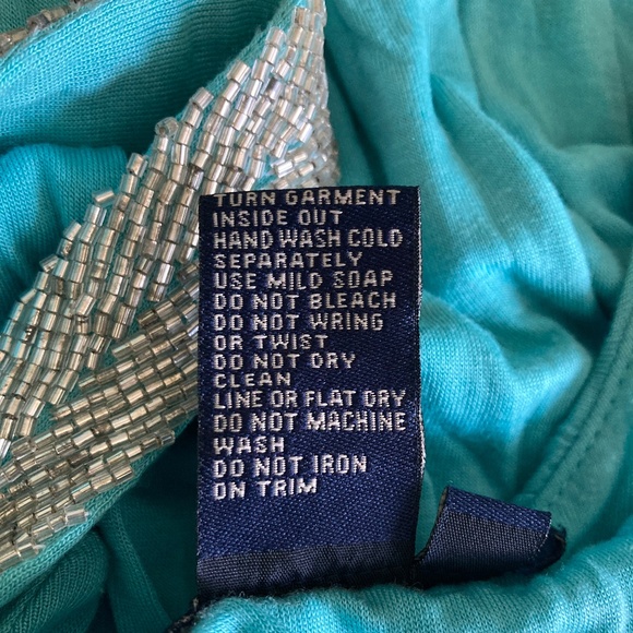 Boston Proper Aqua Blue Tank Top w Silver Beaded Straps Size M - Picture 9 of 13